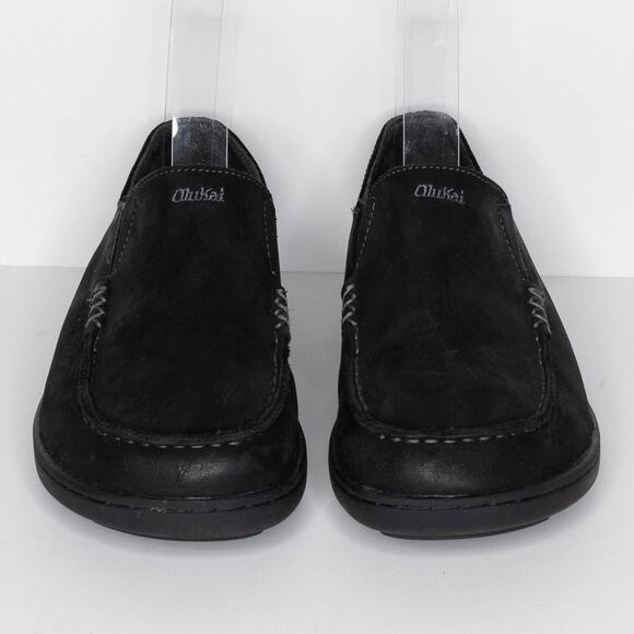 Olukai Boys Moloa Loafer Shoes Slip On Comfort Leather Youth Black Size 1 | AR - Picture 3 of 6